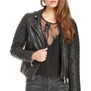 Doma Moto Black Quilted Sleeves Leather Jacket